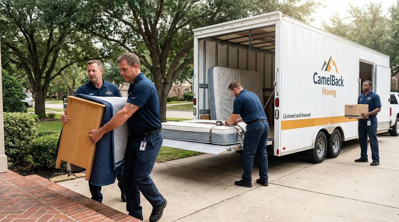 Crew loading residential truck for cross-state move from Aberdeen, SD